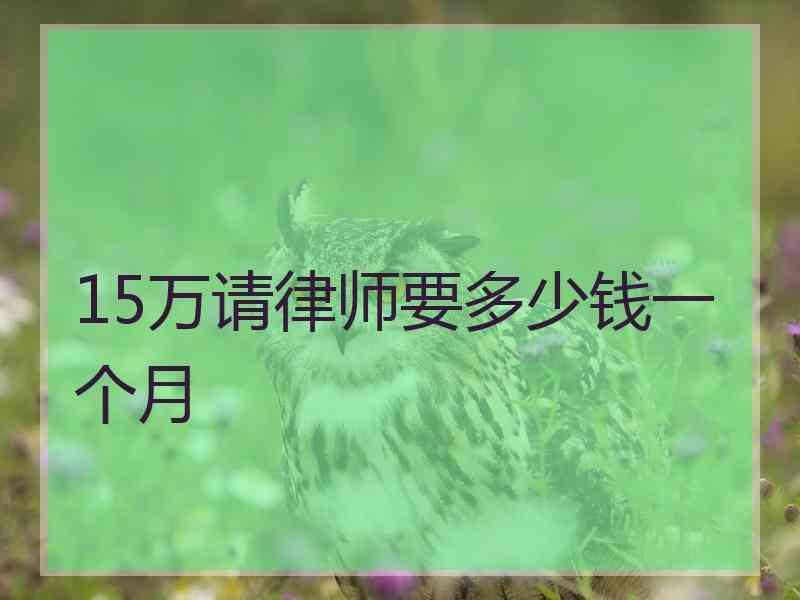 15万请律师要多少钱一个月