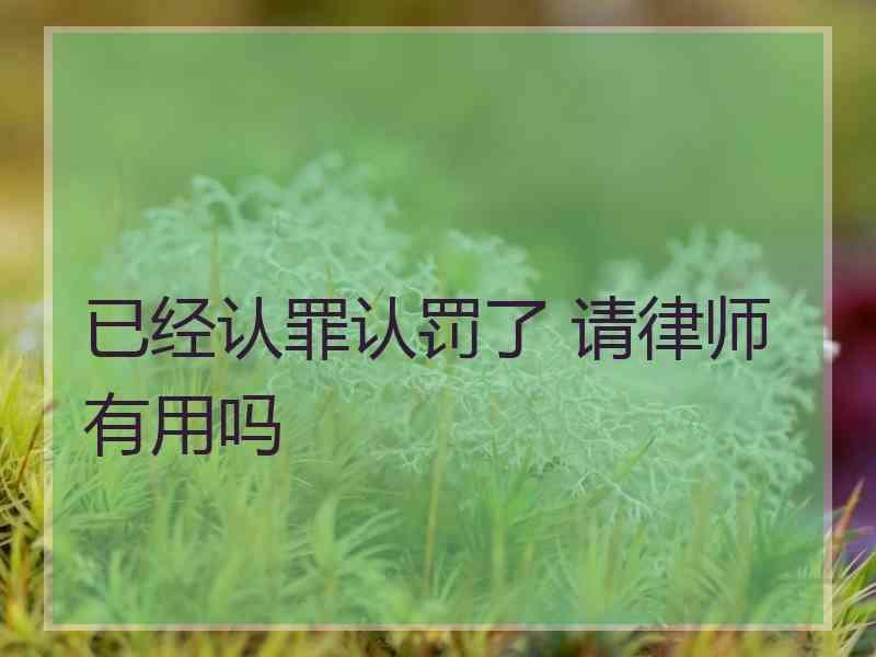 已经认罪认罚了 请律师有用吗