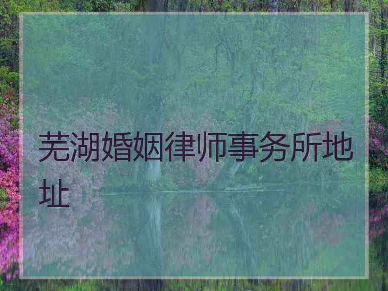 芜湖婚姻律师事务所地址