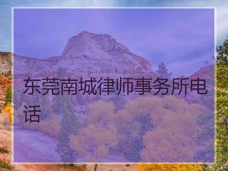 东莞南城律师事务所电话