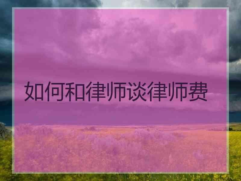 如何和律师谈律师费