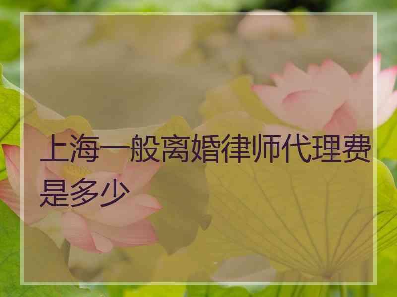 上海一般离婚律师代理费是多少