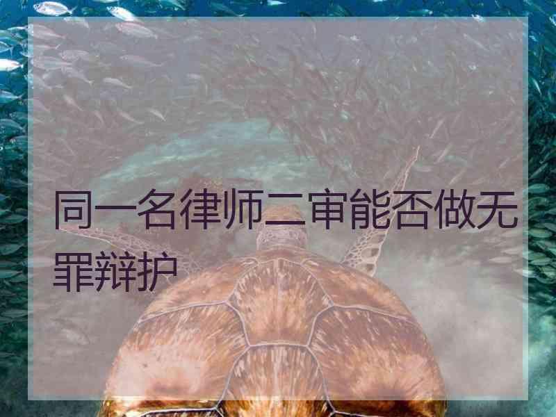 同一名律师二审能否做无罪辩护