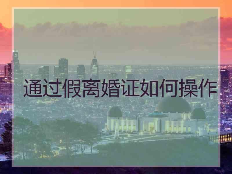 通过假离婚证如何操作