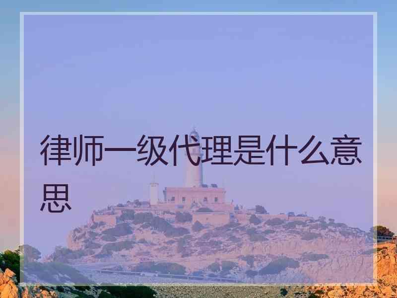 律师一级代理是什么意思