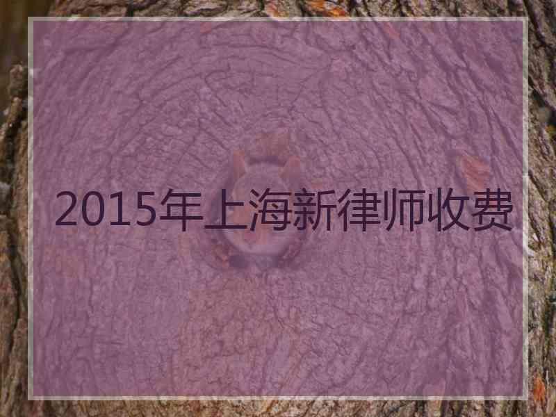 2015年上海新律师收费