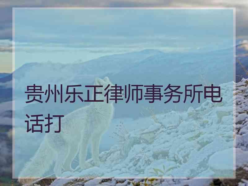 贵州乐正律师事务所电话打