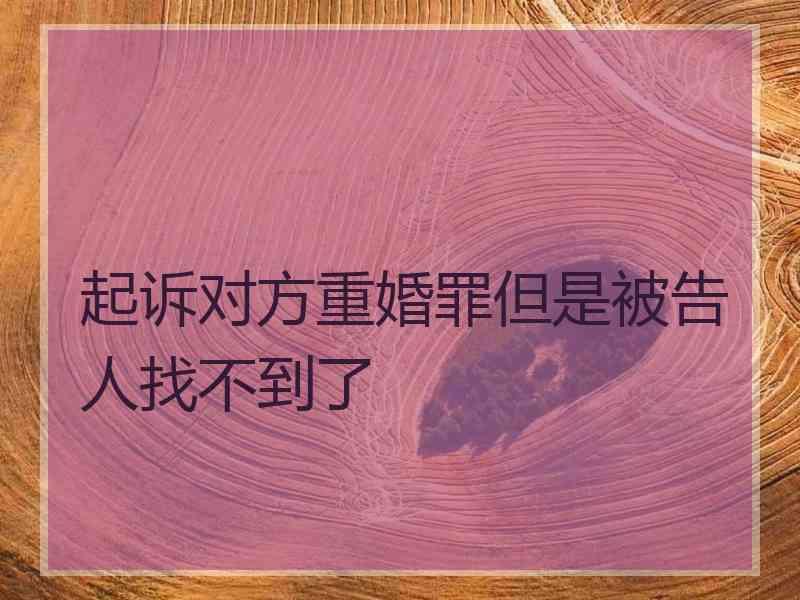 起诉对方重婚罪但是被告人找不到了