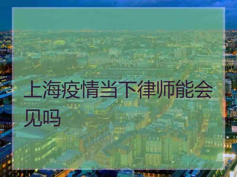 上海疫情当下律师能会见吗