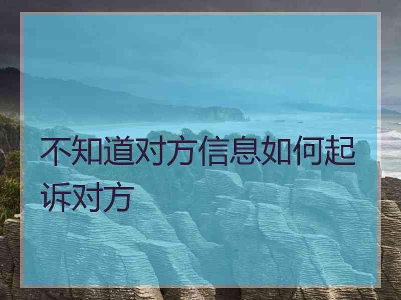 不知道对方信息如何起诉对方