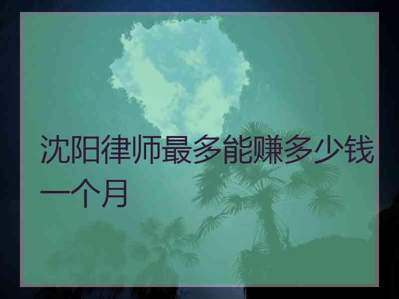 沈阳律师最多能赚多少钱一个月