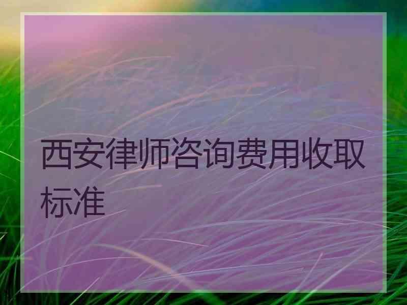 西安律师咨询费用收取标准