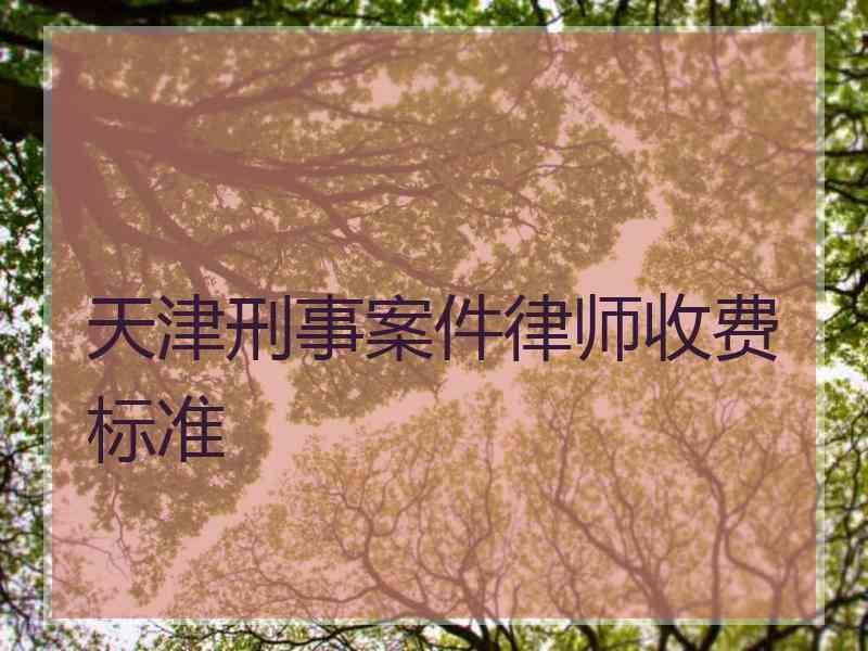 天津刑事案件律师收费标准