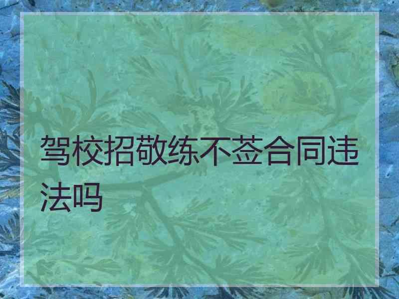 驾校招敬练不莶合同违法吗