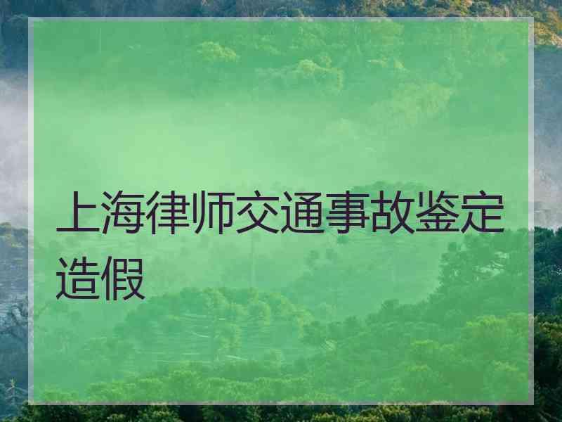 上海律师交通事故鉴定造假