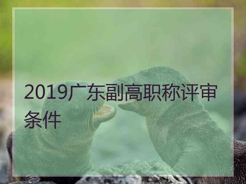 2019广东副高职称评审条件