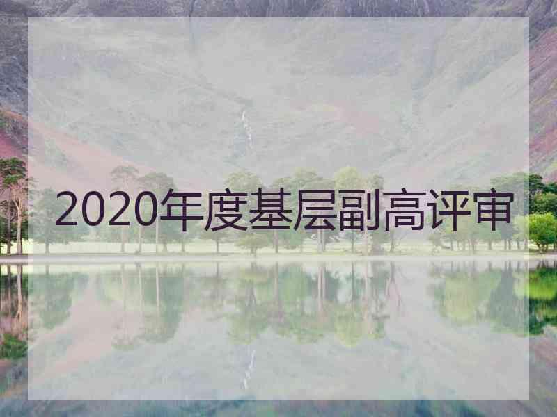 2020年度基层副高评审