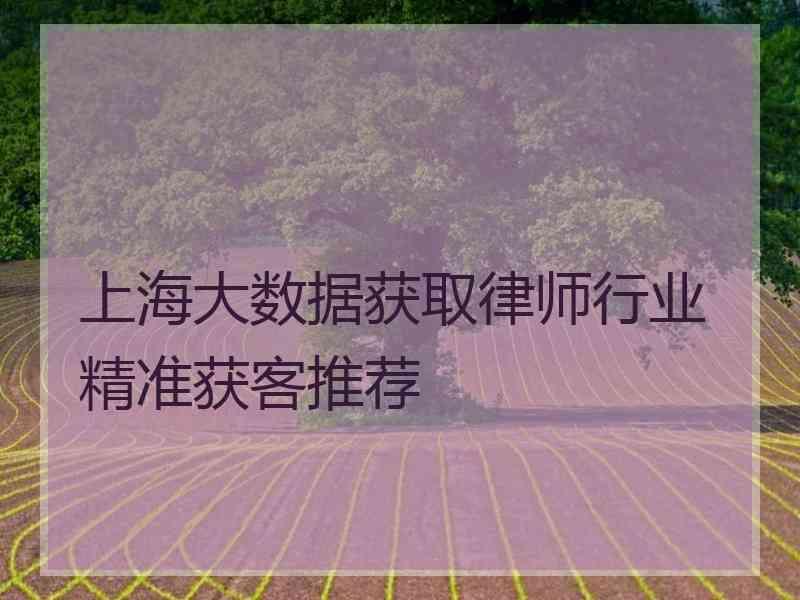 上海大数据获取律师行业精准获客推荐