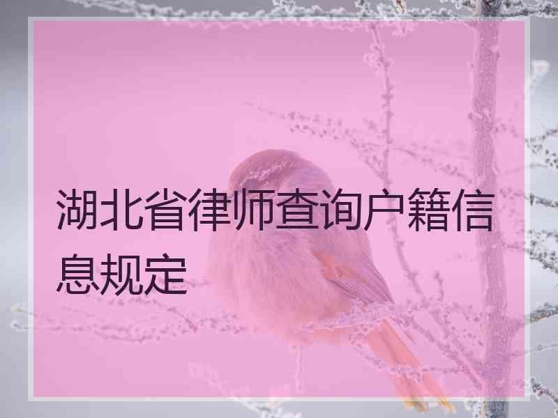 湖北省律师查询户籍信息规定