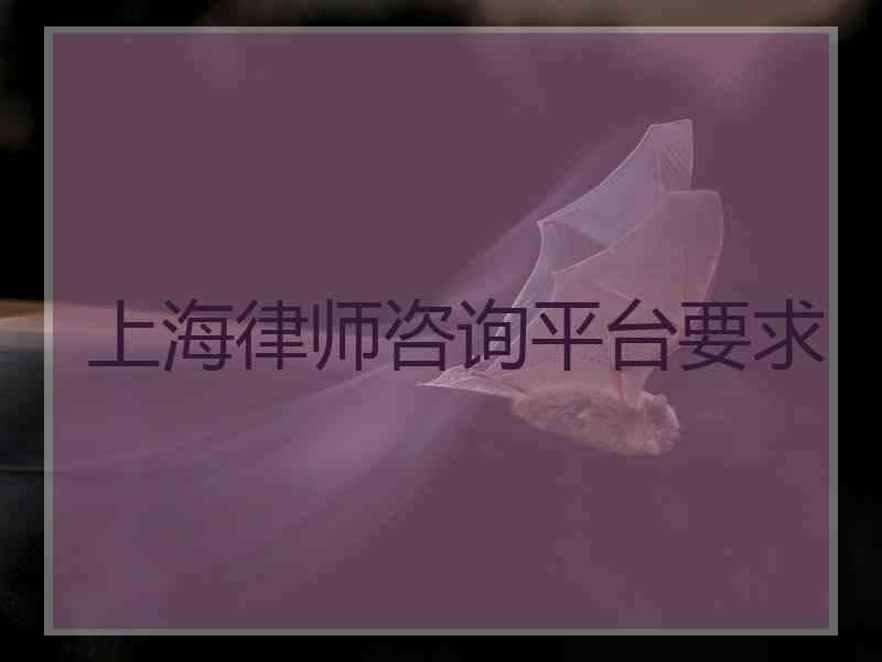上海律师咨询平台要求