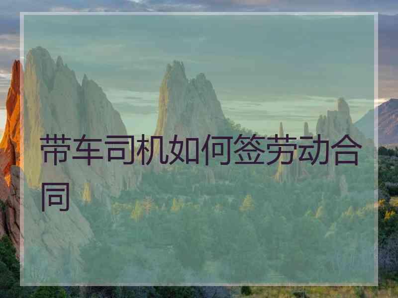 带车司机如何签劳动合同