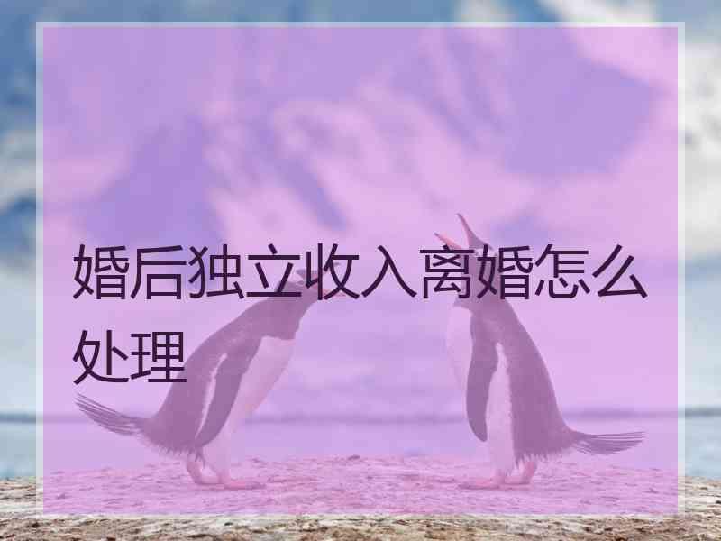 婚后独立收入离婚怎么处理