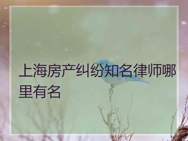 上海房产纠纷知名律师哪里有名