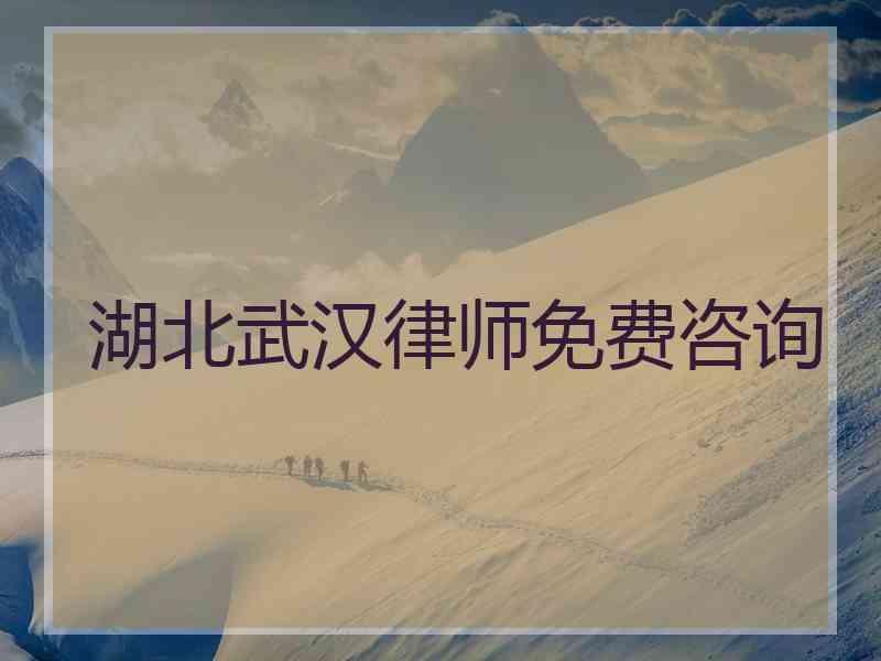 湖北武汉律师免费咨询