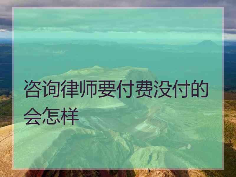 咨询律师要付费没付的会怎样