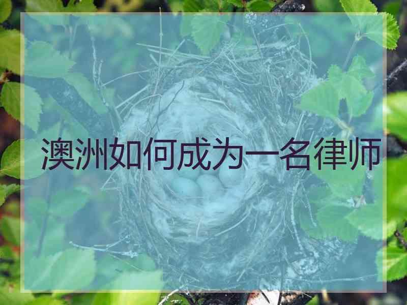 澳洲如何成为一名律师