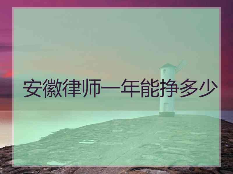 安徽律师一年能挣多少