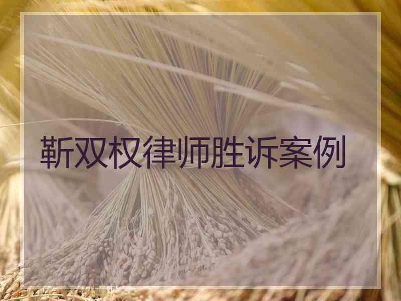 靳双权律师胜诉案例