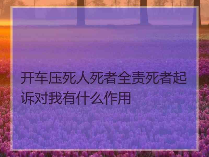 开车压死人死者全责死者起诉对我有什么作用