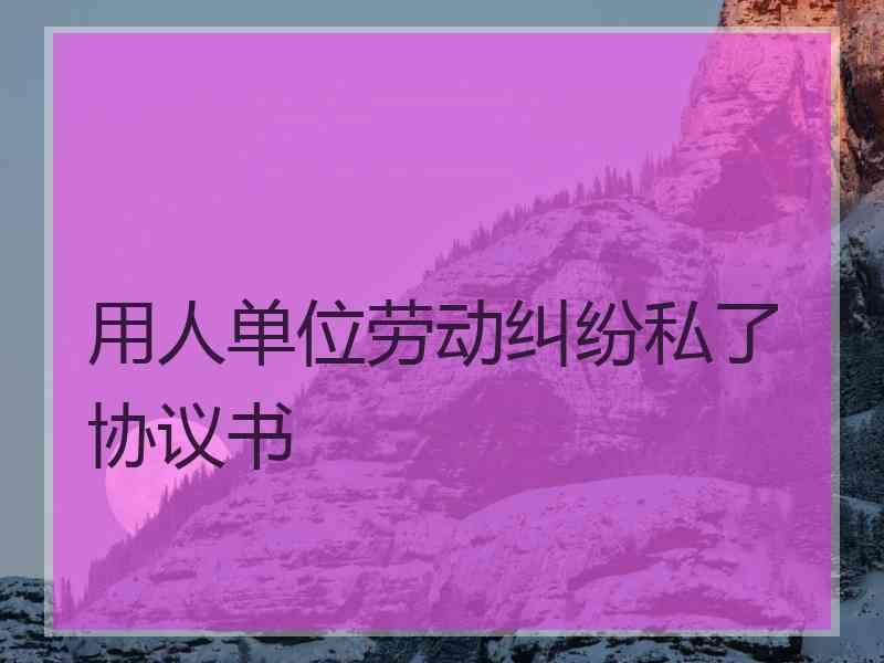 用人单位劳动纠纷私了协议书