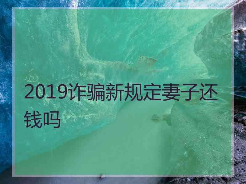 2019诈骗新规定妻子还钱吗