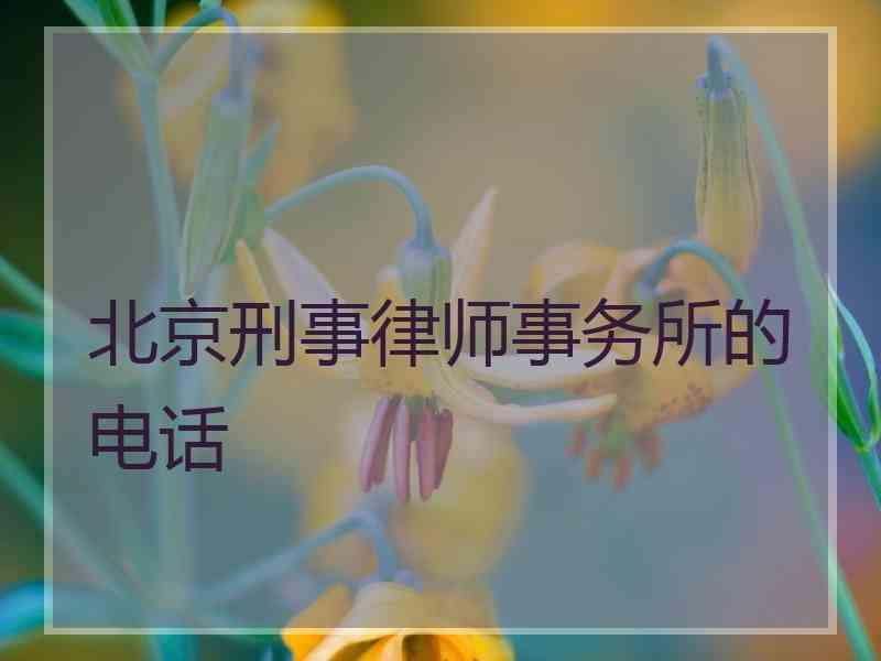 北京刑事律师事务所的电话