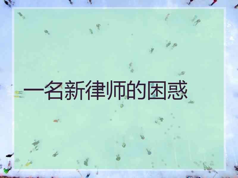 一名新律师的困惑