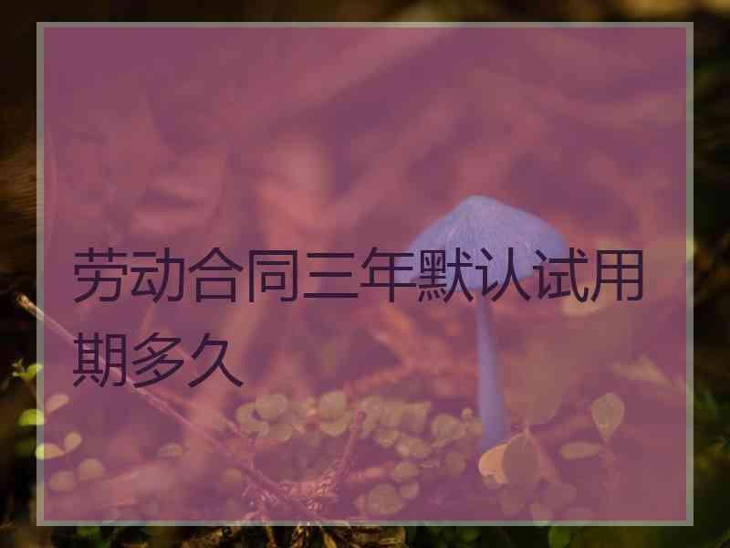 劳动合同三年默认试用期多久