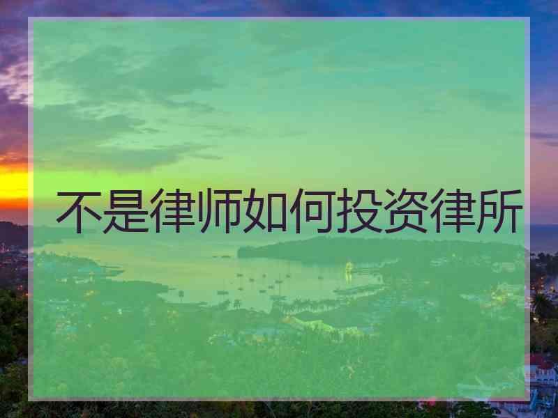 不是律师如何投资律所