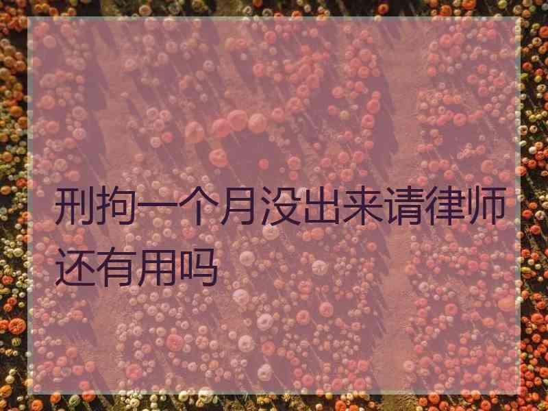 刑拘一个月没出来请律师还有用吗