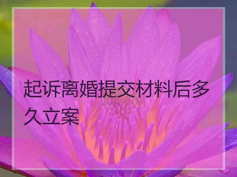 起诉离婚提交材料后多久立案