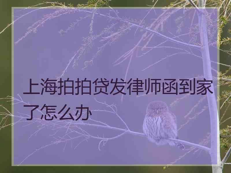 上海拍拍贷发律师函到家了怎么办