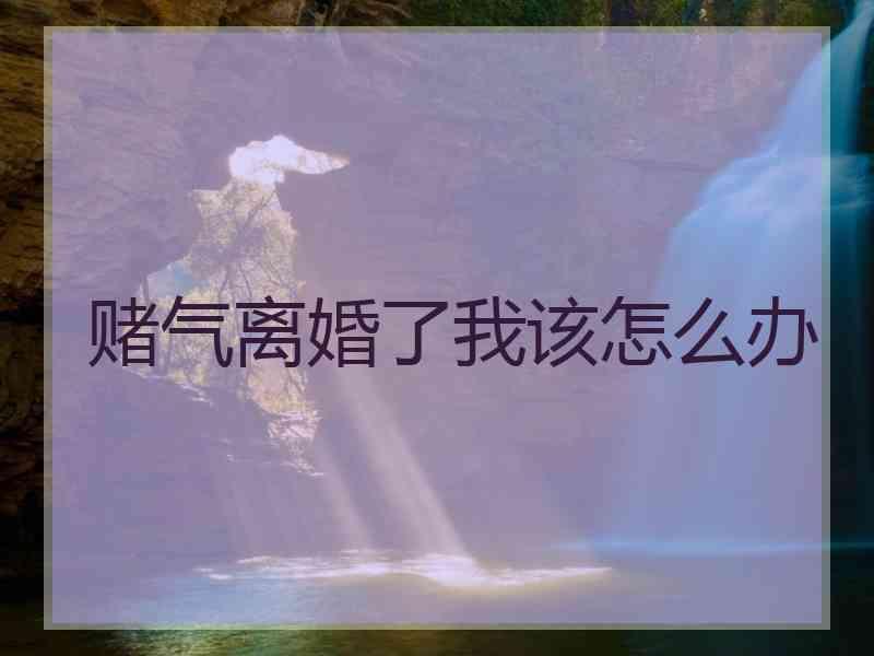 赌气离婚了我该怎么办