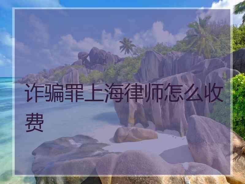 诈骗罪上海律师怎么收费