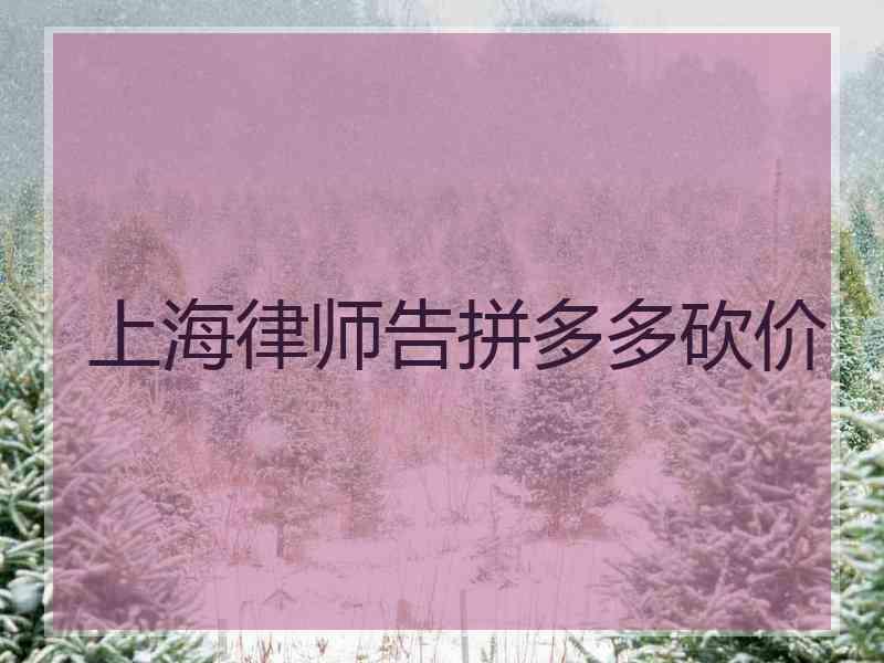 上海律师告拼多多砍价