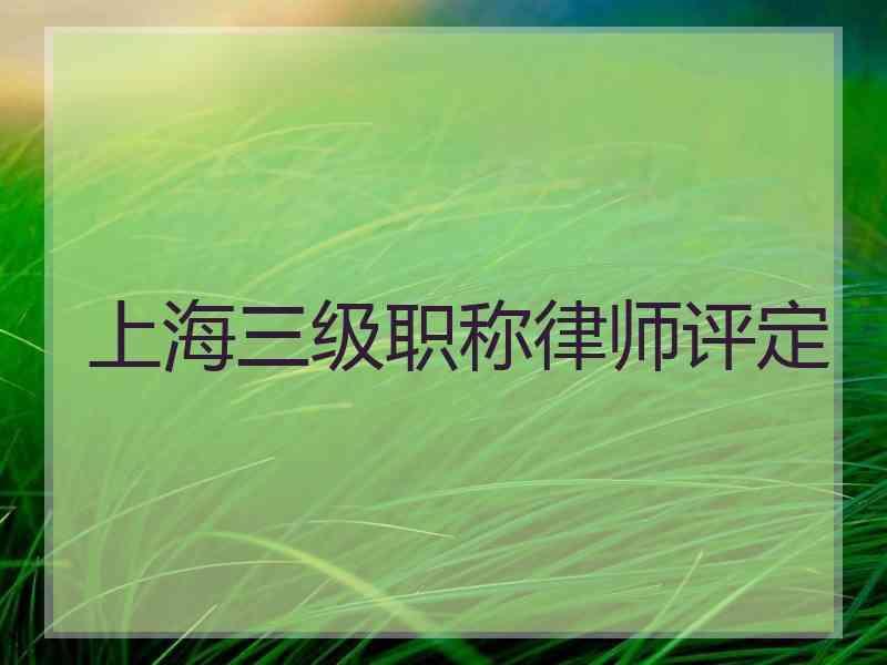 上海三级职称律师评定