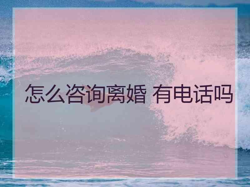 怎么咨询离婚 有电话吗