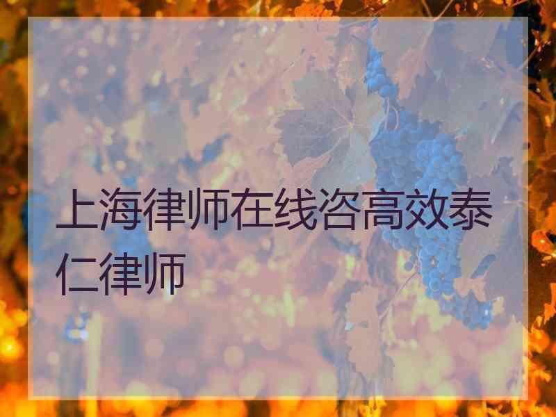 上海律师在线咨高效泰仁律师