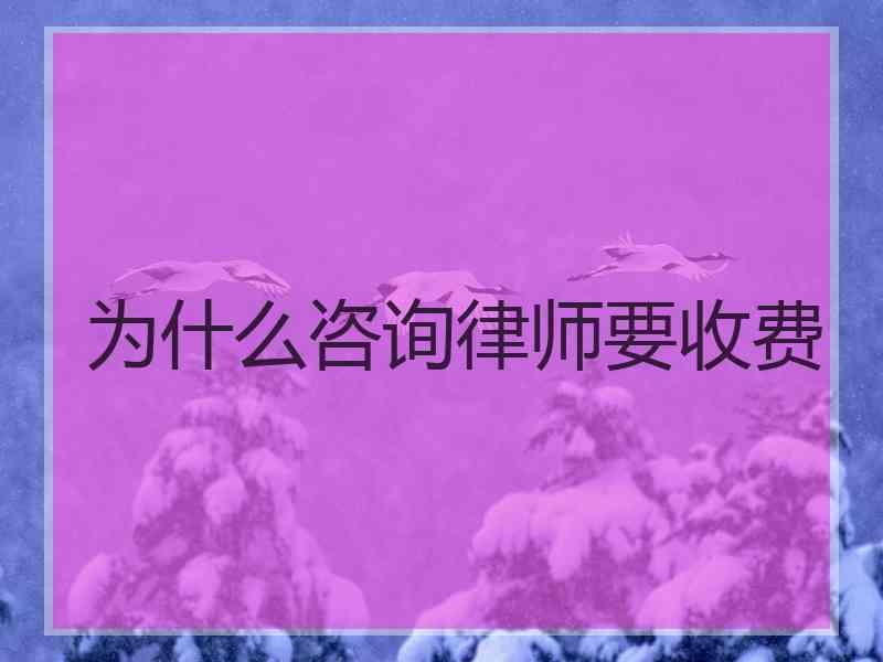 为什么咨询律师要收费