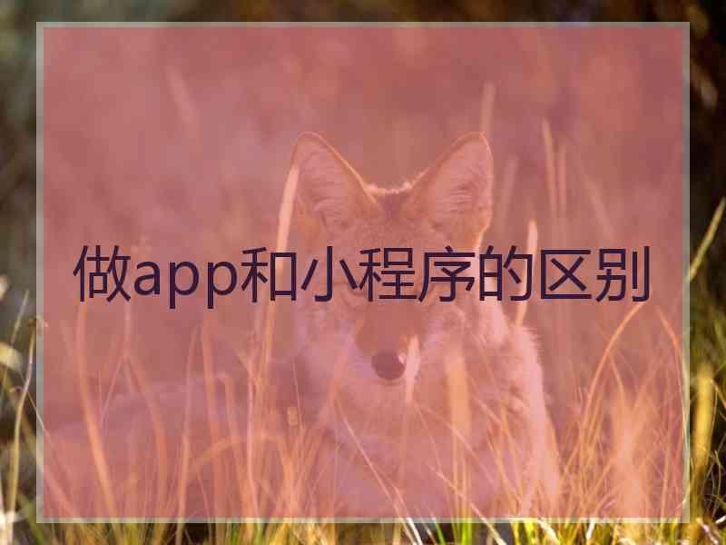 做app和小程序的区别